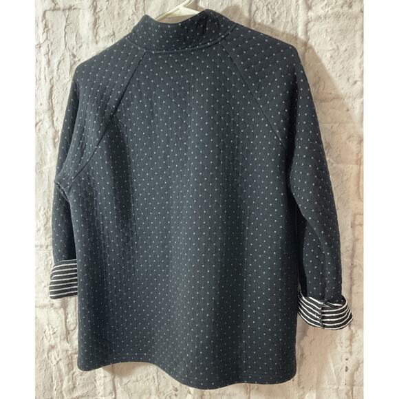 Croft & Barrow Navy & White Quilted Knit Jacket Women’s Petite Large Full Zip - Picture 2 of 7